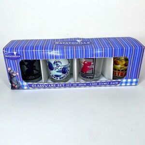 Disney Pixar Ratatouille Glassware Set of 4 1.5oz Rat Size Glasses